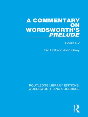 cover image of A Commentary on Wordsworth's Prelude